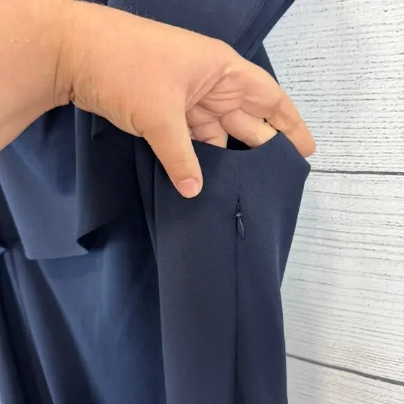 Lane Bryant Plus Size Navy Ruffle Solid Sleeveless Spring Dress Size 18 - Picture 3 of 6